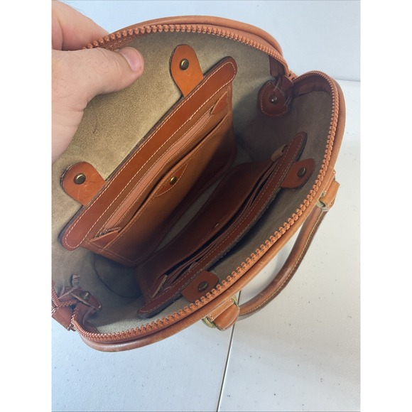 Dooney & Bourke Norfolk Satchel Crossbody Bag All Weather Leather Taupe Tan VTG - Picture 9 of 15